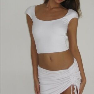 ARE YOU AM I White Backless Crop Top